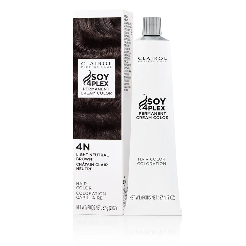 Clairol Crème Perm Clairol Crème Perm Professional Soy4Plex Permanent Haircolor 4N Light Neutral Brown Premium Hair Color White Smoke