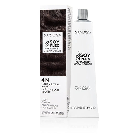 Clairol Crème Perm Clairol Crème Perm Professional Soy4Plex Permanent Haircolor 4N Light Neutral Brown Premium Hair Color White Smoke