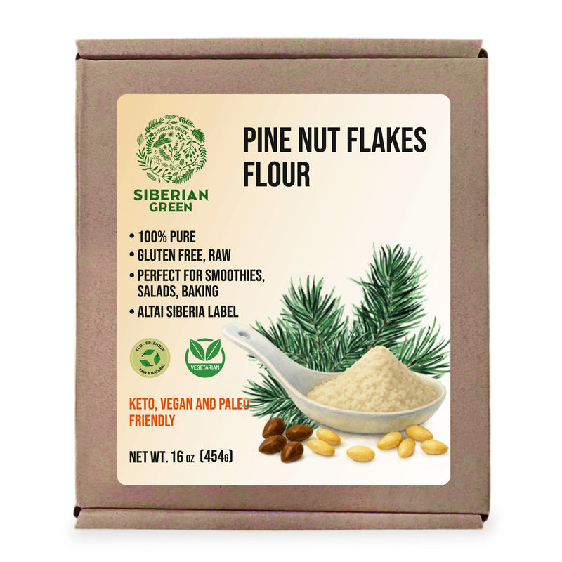 SiberianGreen.com Siberian Pine Nut Flour (Kernel Powder) – 454g / 1 lb Tea & Infusions Seashell