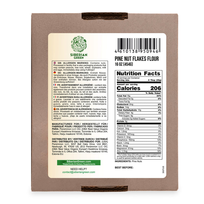 SiberianGreen.com Siberian Pine Nut Flour (Kernel Powder) – 454g / 1 lb Tea & Infusions White Smoke