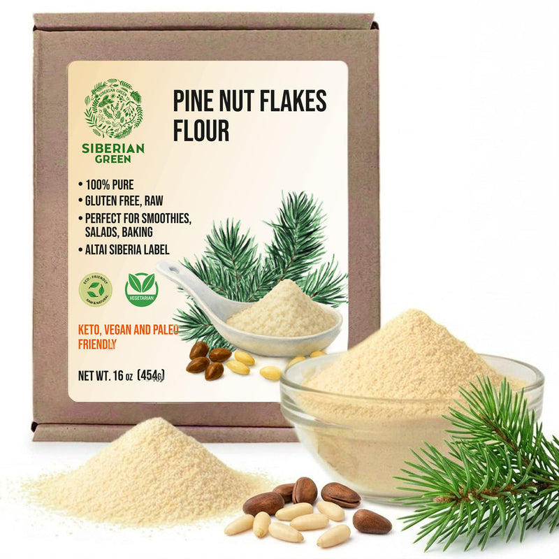 SiberianGreen.com Siberian Pine Nut Flour (Kernel Powder) – 454g / 1 lb Tea & Infusions White Smoke