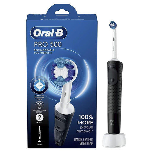 Oral-B Oral-B Black Rechargeable Pro 500 Electric Toothbrush With Brush Head Toothbrushes White Smoke