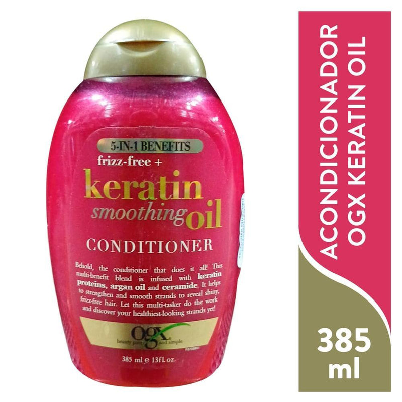 OGX OGX Frizz-free + Keratin Smoothing Oil Conditioner, 13 Fl Oz Conditioners White Smoke