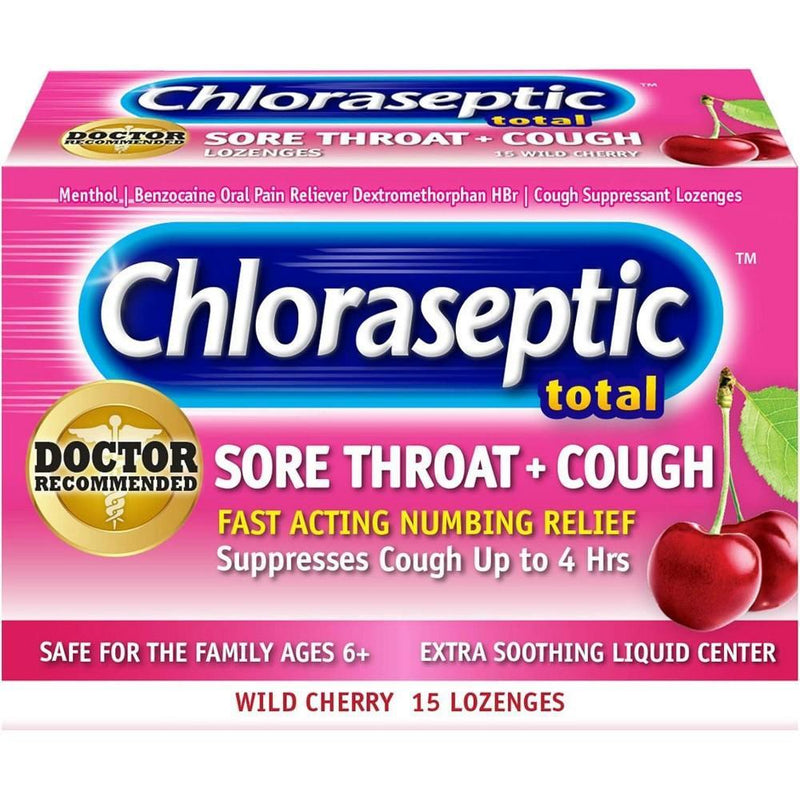 Chloraseptic Chloraseptic Total Sore Throat + Cough Lozenges, Wild Cherry Health & Beauty White Smoke