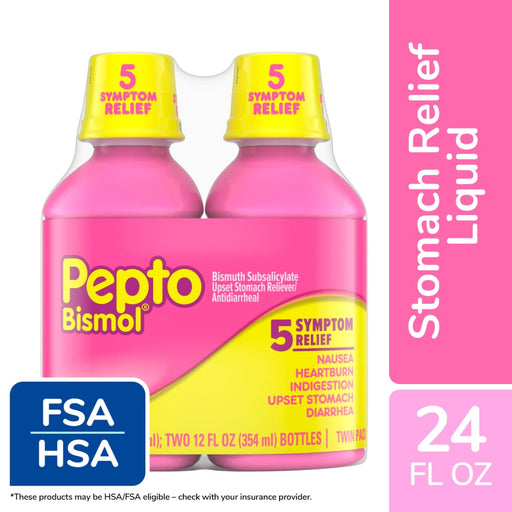 Pepto Bismol Pepto Bismol 5 Symptom Relief Twin Pack 2-12 Fl Oz Bottles Health & Beauty White Smoke