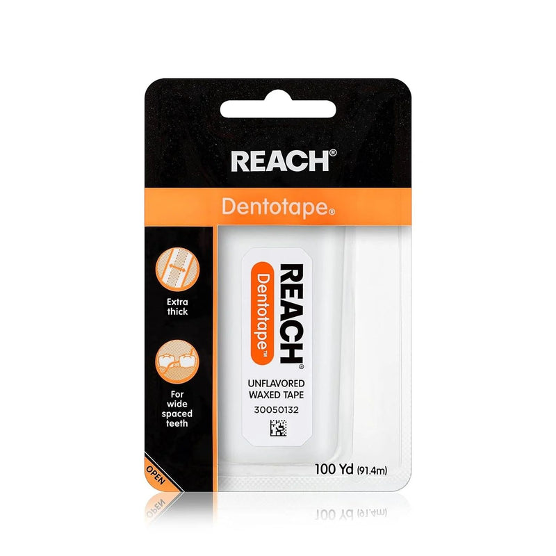 Reach Reach Dentotape Waxed Dental Floss Tape Unflavored 100 Yards Dental Floss Black