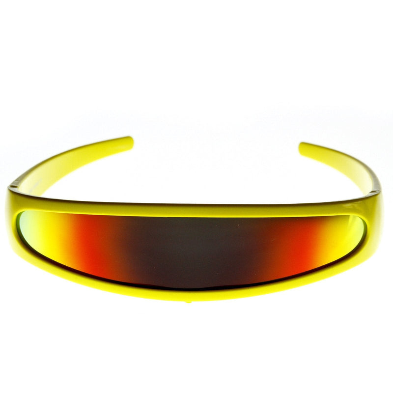 zeroUV Retro Futuristic 1980's Disco Wrap Around Space Sunglasses 8964 Sunglasses White Smoke Yellow Fire