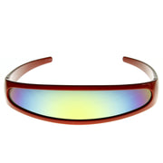 zeroUV Retro Futuristic 1980's Disco Wrap Around Space Sunglasses 8964 Sunglasses White Smoke Red Sun