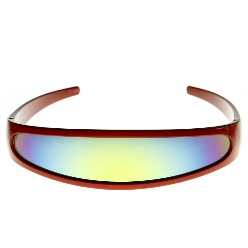 zeroUV Retro Futuristic 1980's Disco Wrap Around Space Sunglasses 8964 Sunglasses White Smoke Red Sun