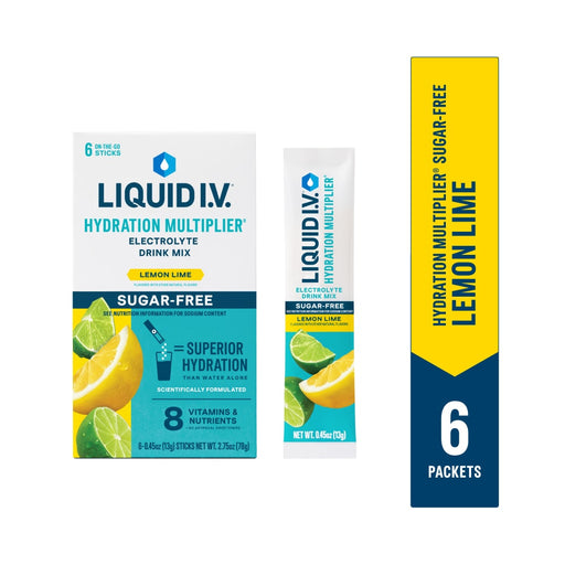 Liquid I.V. Liquid I.V.  Sugar -Free Hydration Multiplier  Lemon Lime 6Ct Beverages White Smoke