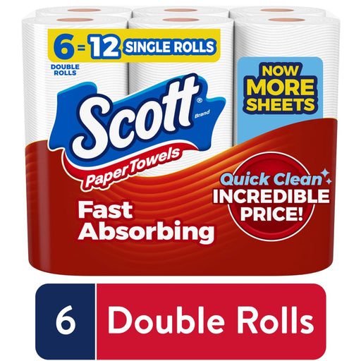 Scott Scott Fast-Absorbing Paper Towels, Choose-A-Sheet - 6 Rolls Paper Towels White Smoke