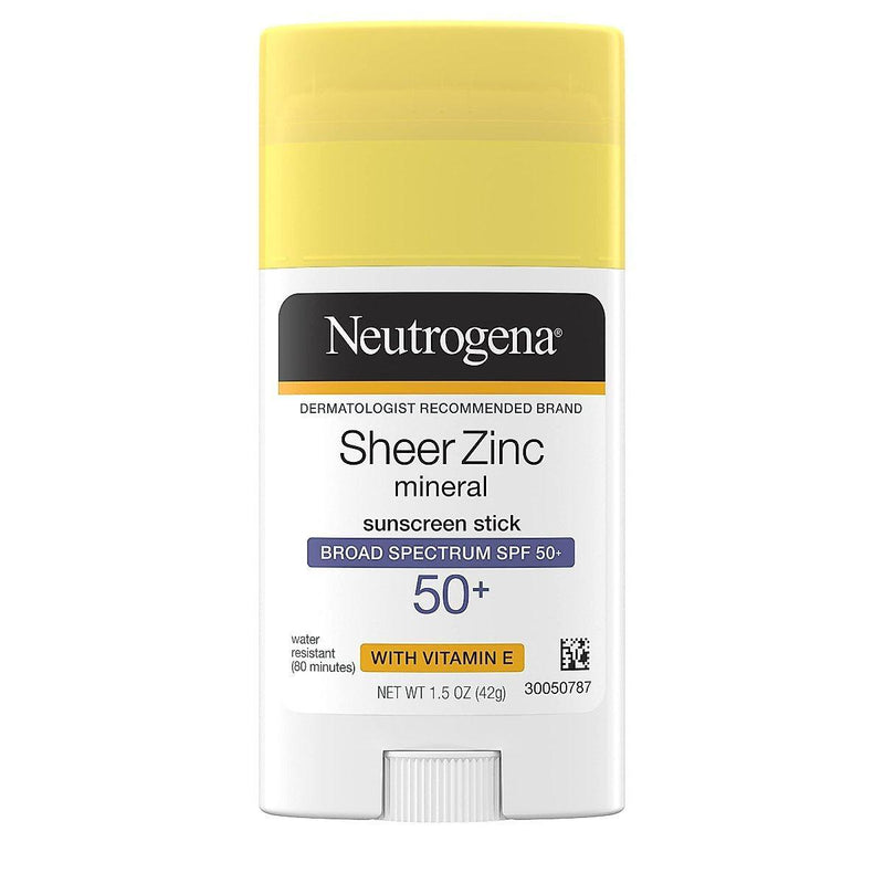 Neutrogena Neutrogena Sheer Zinc Oxide Mineral Sunscreen Stick With Vitamin E, Broad Spectrum SPF 50+ & UVA/UVB Protection, Water Resistant & Residue-Free Application, Paraben/Dye Free, 1.5 Oz Sunscreen White Smoke