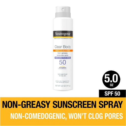 Neutrogena Neutrogena Clear Body SPF 50 Sunscreen Spray, Non-Comedogenic Sunscreen White Smoke