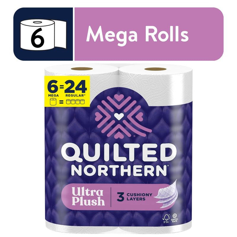 Quilted Northern Quilted Northern Ultra Plush Bathroom Tissue, Unscented, Mega Rolls, 3-Ply Toilet Paper White Smoke
