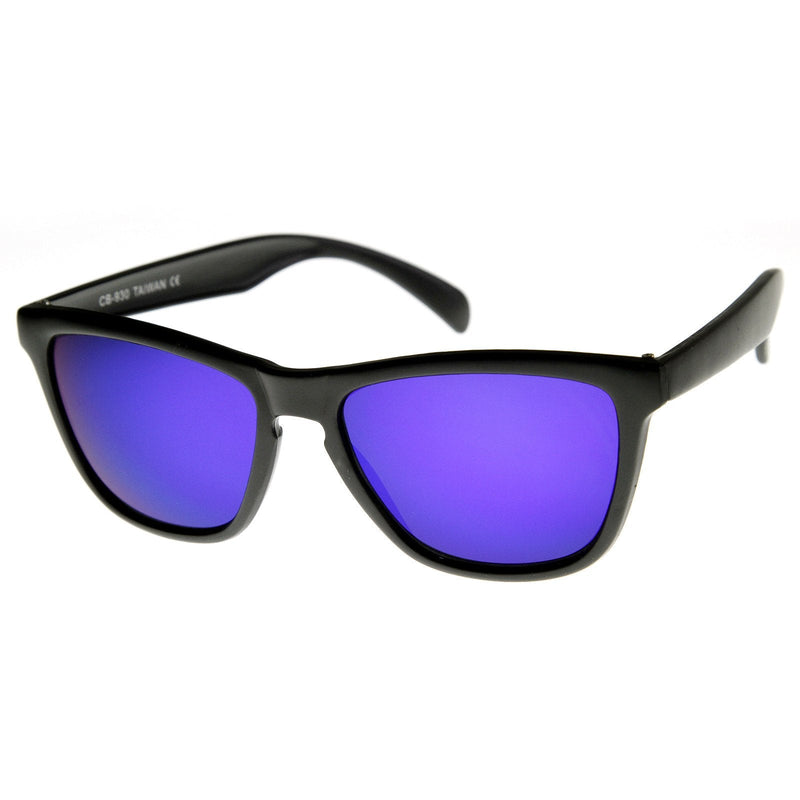zeroUV Rad Action Sports Mirrored Lens Horned Rim Sunglasses 8647 Sunglasses White Smoke Black Purple