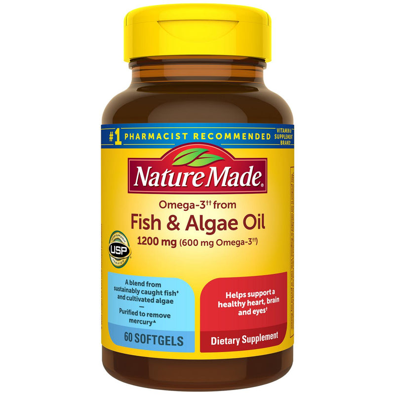Nature Made Nature Made Omega-3 Fish & Algae Oil Soft Gels 60 ct Vitamins & Supplements White Smoke