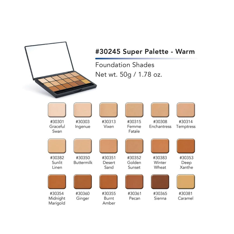 Graftobian Make-Up Company Glamour Crème™ Ultra HD Foundation Super Palettes Tan Super Palette - Warm,Super Palette - Neutral,Super Palette - Cool,Super Palette - Inclusion