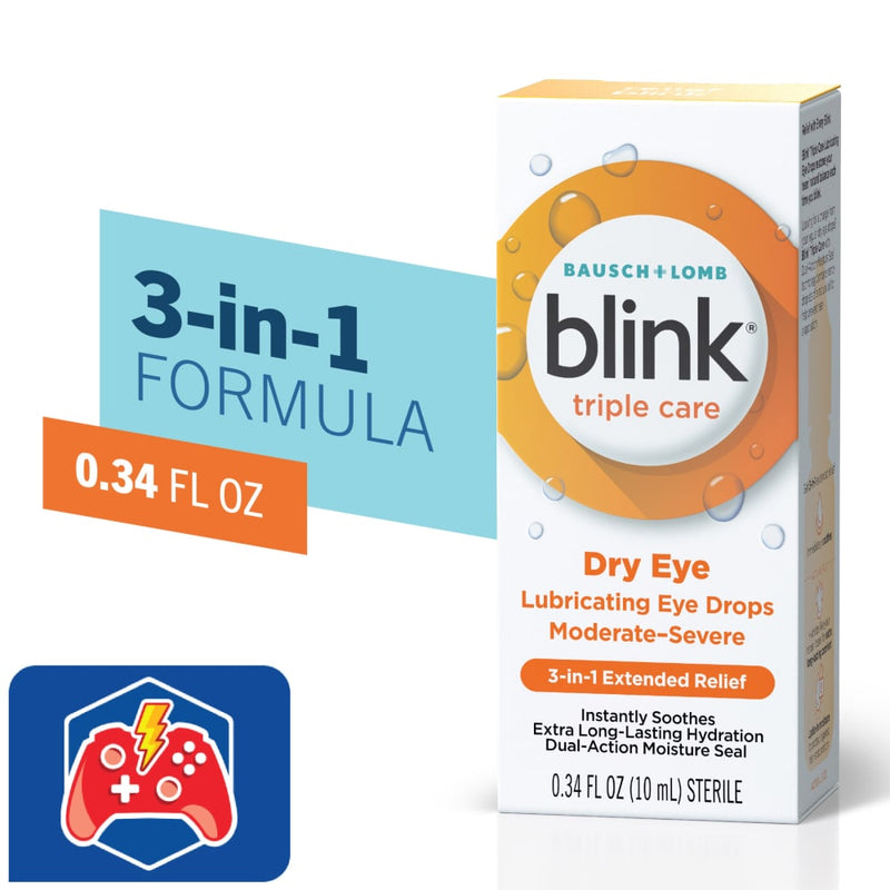 Blink Blink® Triple Care Lubricating Eye Drops – Moderate to Severe (0.34 fl oz) Eye Drops & Lubricants White Smoke