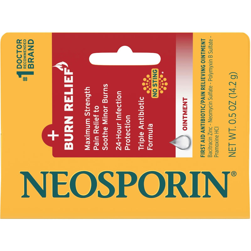 Neosporin Neosporin Burn Relief & First-aid Antibiotic Ointment With Bacitracin Zinc & Neomycin, 0.5 Ounce Health & Beauty Sandy Brown
