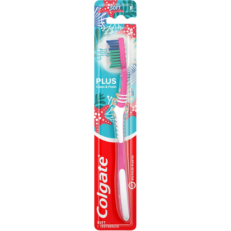 Colgate Colgate Plus Toothbrush, Full Head, Soft 02 Toothbrushes Light Coral