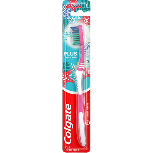 Colgate Colgate Plus Toothbrush, Full Head, Soft 02 Toothbrushes Light Coral
