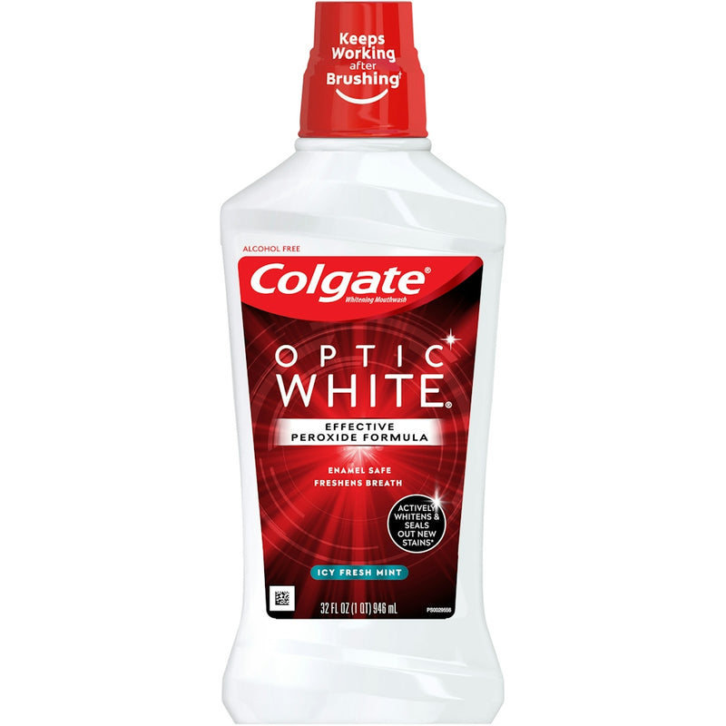 Colgate Colgate Optic White Whitening Mouthwash, Fresh Mint - 30 Fl Oz Mouthwash White Smoke