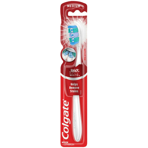 Colgate Colgate 360 Optic White Full Head Toothbrush, Medium Bristles, 1 Count – Whitening & Tongue Cleaner Toothbrushes Misty Rose