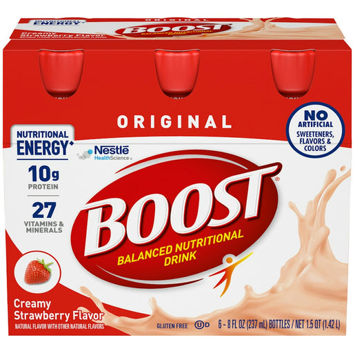Boost Boost High Protein Nutritional Drink, Very Strawberry, 20g of Protein, 8 fl oz Bottle, 6 Count Fitness & Nutrition Firebrick