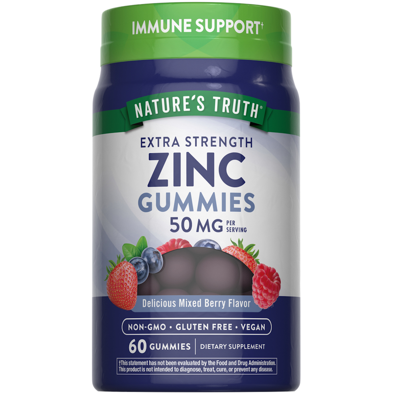 Nature's Truth Nature's Truth Zinc, Extra Strength, 50 Mg, Gummies, Natural Mixed Berry Flavor Vitamins & Supplements Midnight Blue