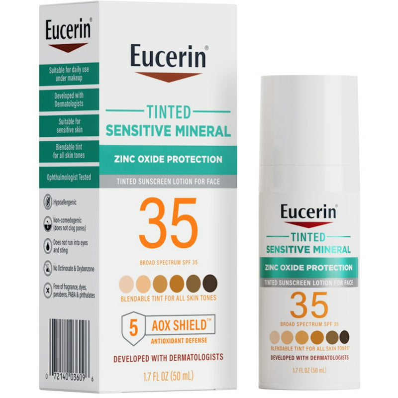 Eucerin Eucerin Sensitive Mineral Sunscreen Tinted Face Lotion - SPF 35 - 1.7 Fl Oz Sunscreen Lavender