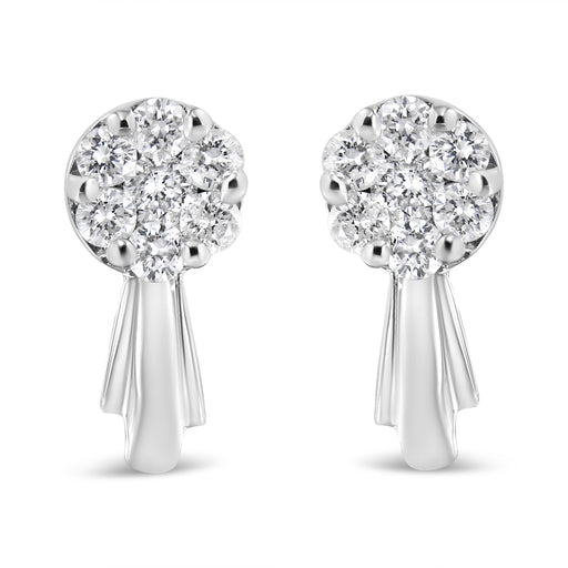 Bids.com 14K White Gold 3/4 Cttw Diamond Floral Cluster Drop and Dangle Stud Earrings (H-I Color, I1-I2 Clarity) Earrings White Smoke 0.87 / White.Gold,0.77 / Yellow.Gold