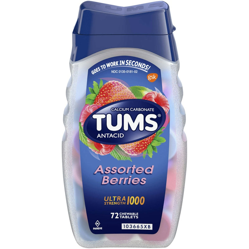 Tums Tums Ultra Strength Chewable Antacid Tablets For Heartburn Relief, Assorted Berries Medicine & Drugs White Smoke
