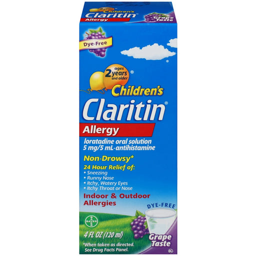 Claritin Claritin Children's 24 Hour Non Drowsy Allergy Grape Oral Solution, Loratadine 5 Mg/5 M L Antihistamine, 5 Mg/ 5 M L, 4 Fl Oz Health & Beauty Royal Blue