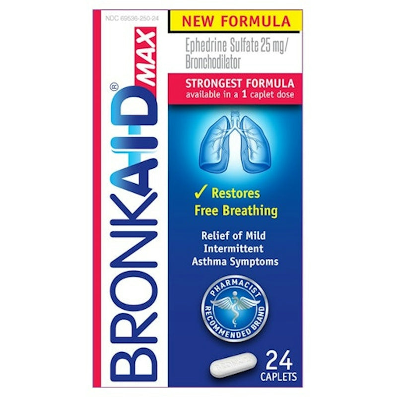 Bronkaid Bronkaid® Max Strength – 25 mg Ephedrine Sulfate (24 Caplets) Medicine & Drugs White Smoke