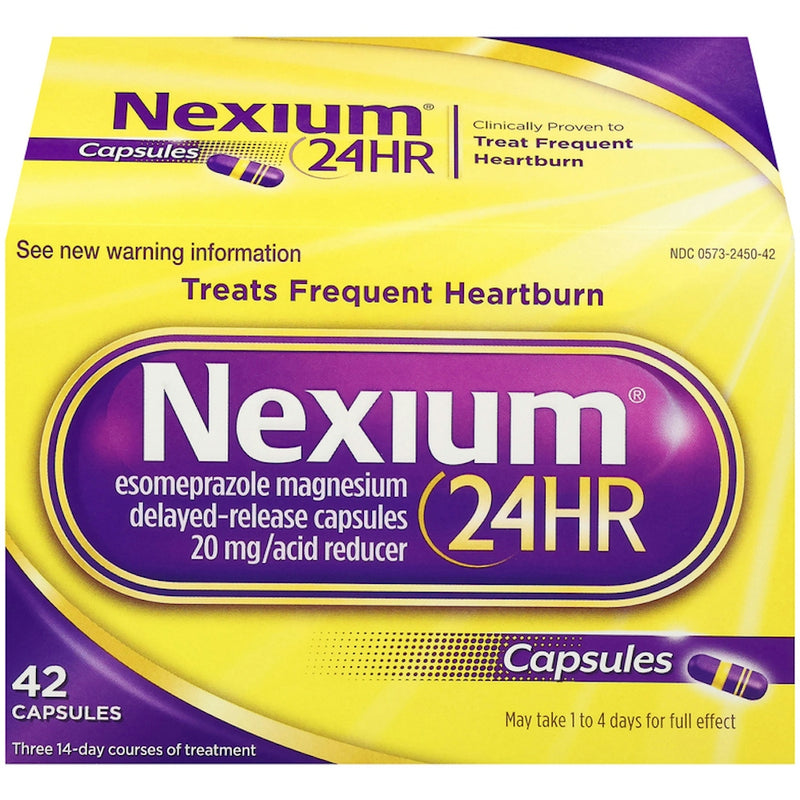 Nexium Nexium 24HR Heartburn Relief, 20mg Delayed-Release Capsules, 42 Count Value Size Medicine & Drugs Light Goldenrod