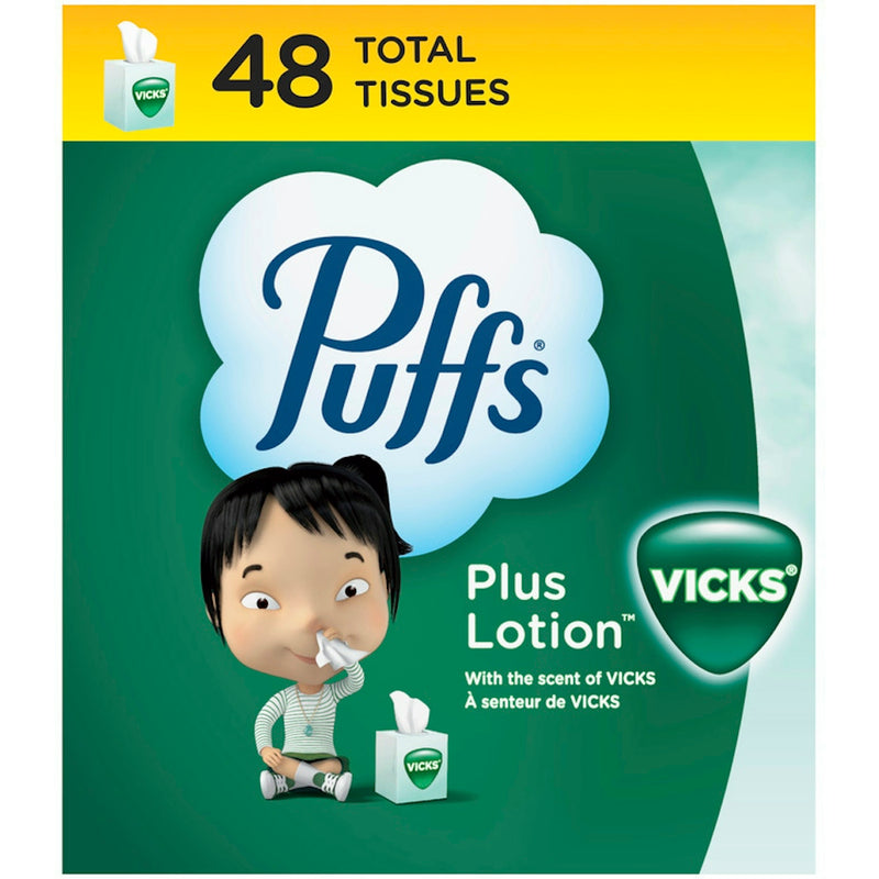 Puffs Puffs Vicks Plus Facial Tissue Lotion Soothing Scent 48 2 Ply Tissues Per Box Facial Tissues Sea Green