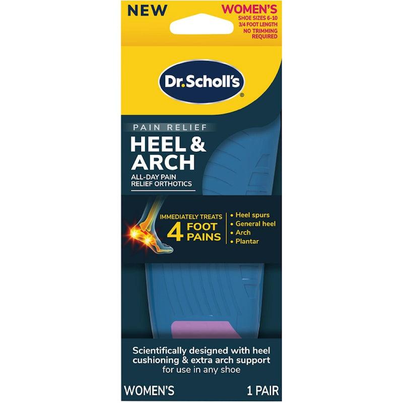 Dr. Scholl's Dr. Scholl's Womens  Heel & Arch Pain Relief Orthotics Size 6-10  1 Ea Foot Care Steel Blue