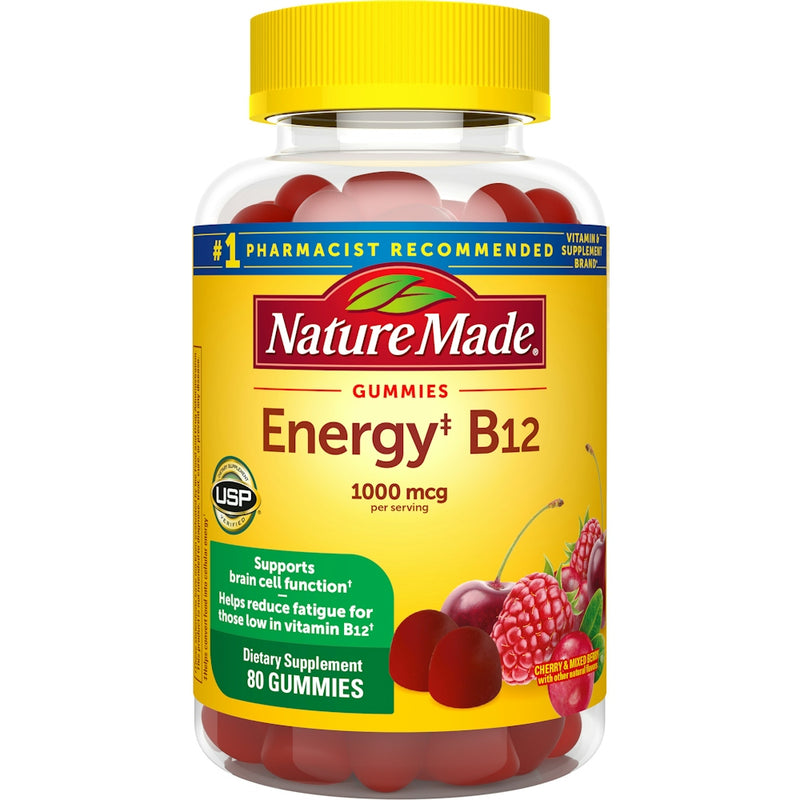 Nature Made Nature Made Energy B12, 1000 Mcg, Gummies, Cherry & Mixed Berry Vitamins & Supplements White Smoke