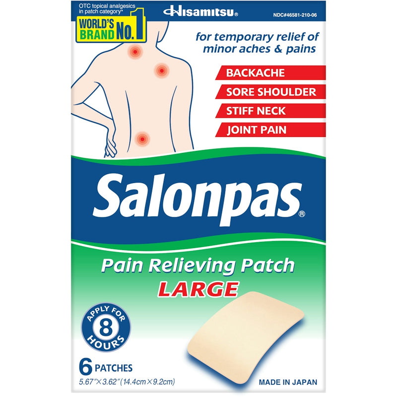 Salonpas Salonpas® Large Pain Relieving Patches - 6 Count - Targeted Relief for Back & Shoulders Hot & Cold Therapies White Smoke