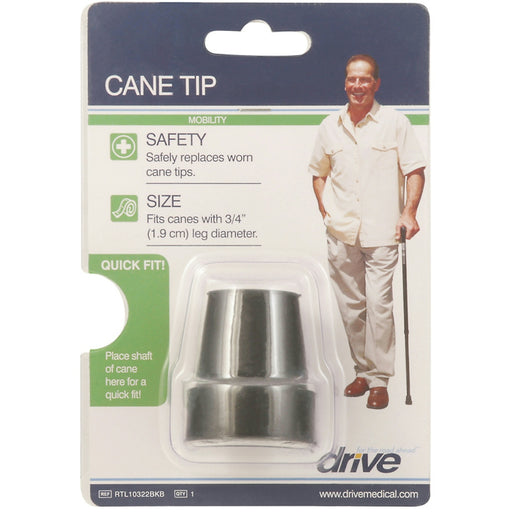 Drive Medical Drive Medical Replacement Cane Tip – 3/4 Inch Diameter, Black Canes & Walking Sticks Light Gray