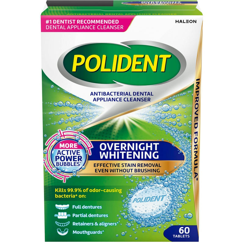 Polident Polident  Antibacterial Dental Appliance Cleanser Overnight  Tablets 60Ct Personal Care White Smoke