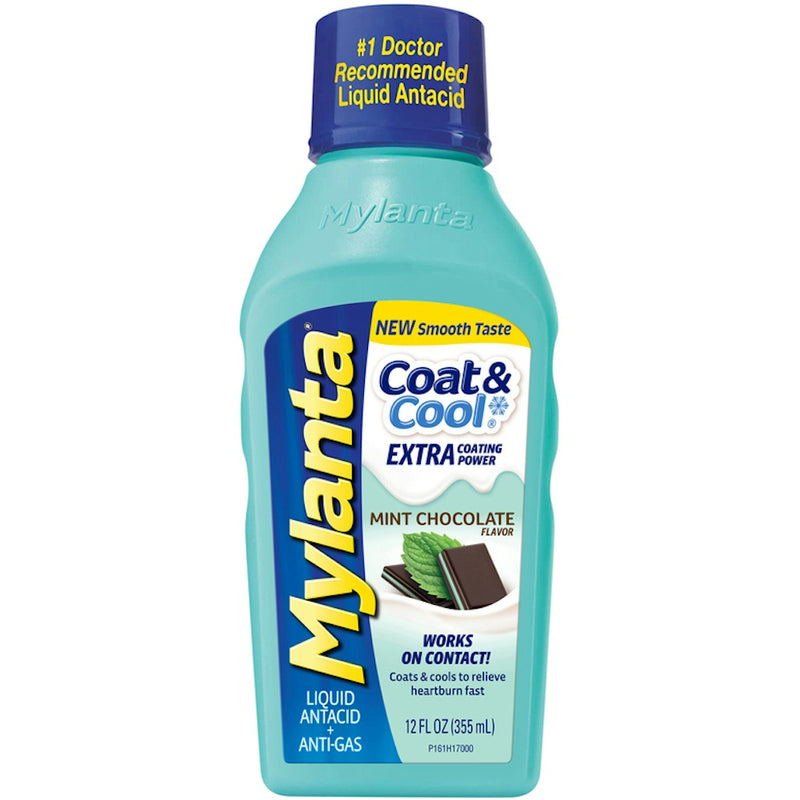 Mylanta Mylanta® Coat &amp; Cool Liquid Antacid + Anti-Gas – Chocolate Mint (12oz) Health & Beauty White Smoke