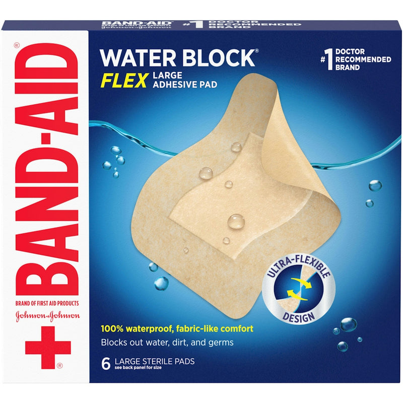 Band-Aid Band-Aid Brand Water Block Flex Waterproof Adhesive Pads, Large First Aid Midnight Blue