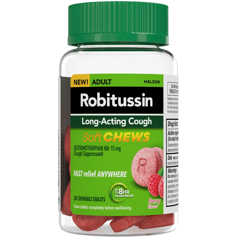 Robitussin Robitussin Long Acting Cough, Adult, 15 Mg, Chewable Tablets, Berry Flavor Medicine & Drugs White Smoke