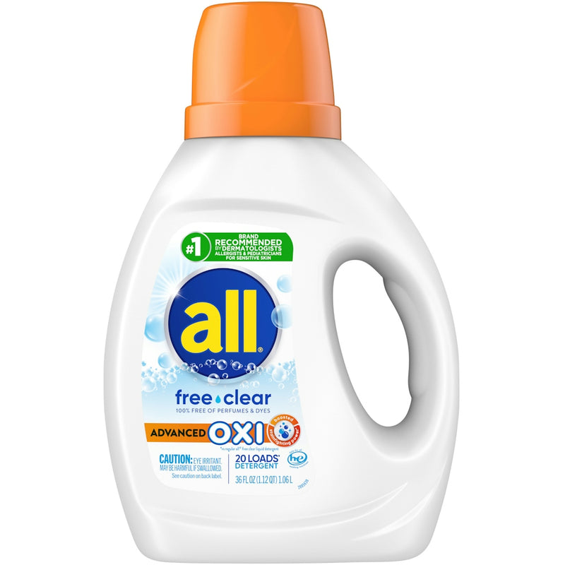 all all Detergent, Advanced Oxi, Free & Clear 36 Fl Oz Laundry Detergent White Smoke