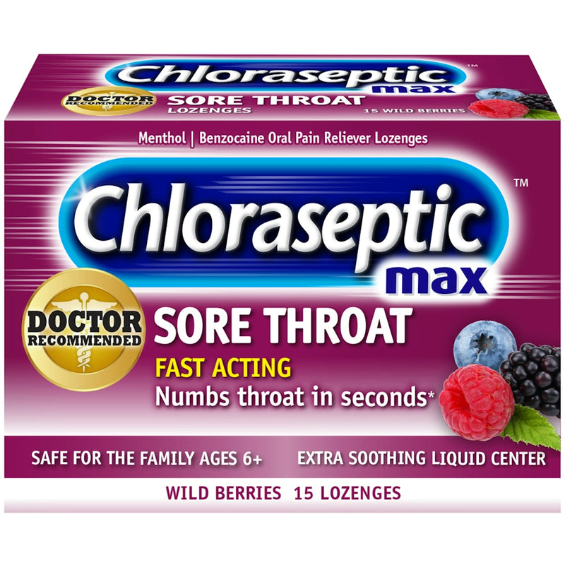Chloraseptic Chloraseptic Max Sore Throat, Fast Acting, Lozenges, Wild Berries Medicine & Drugs White Smoke