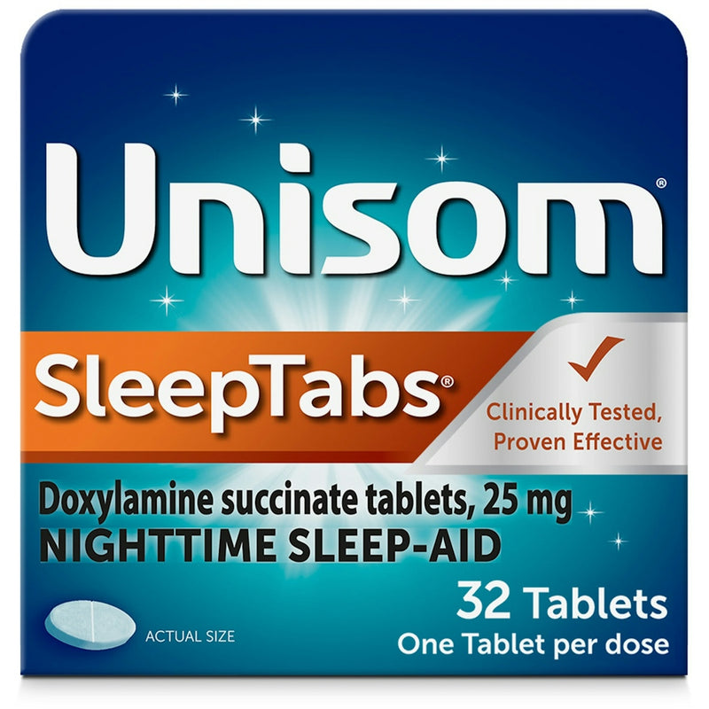 Unisom Unisom SleepTabs Nighttime Sleep Aid, 25mg Doxylamine Succinate – 32 Count Sleeping Aids Midnight Blue