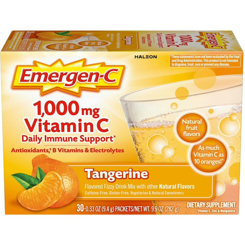 Emergen-C Emergen-C 30 Count, Tangerine Flavor) Dietary Supplement Fizzy Drink Mix With 1000 Mg Vitamin 0.33 Ounce Packets, Caffeine Free Vitamins & Supplements Bisque