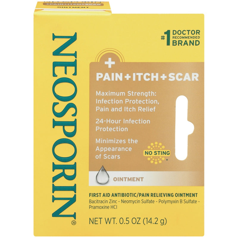 Neosporin Neosporin No Sting Maximum Strength Pain + Itch + Scar Ointment 0.5 Oz First Aid Light Goldenrod