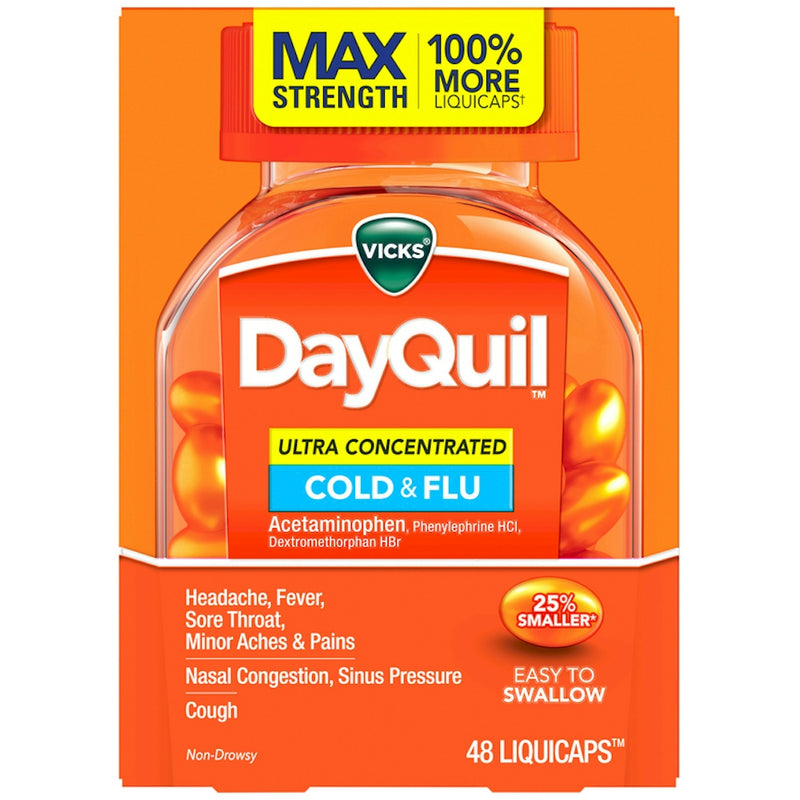 Vicks Vicks Day Quil Cold & Flu Medicine, Ultra Concentrated Liqui Caps, 48ct Health & Beauty Tomato